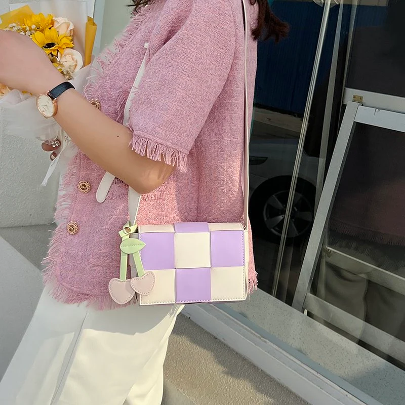 Color Block Knit Crossbody Bag - Billede 8