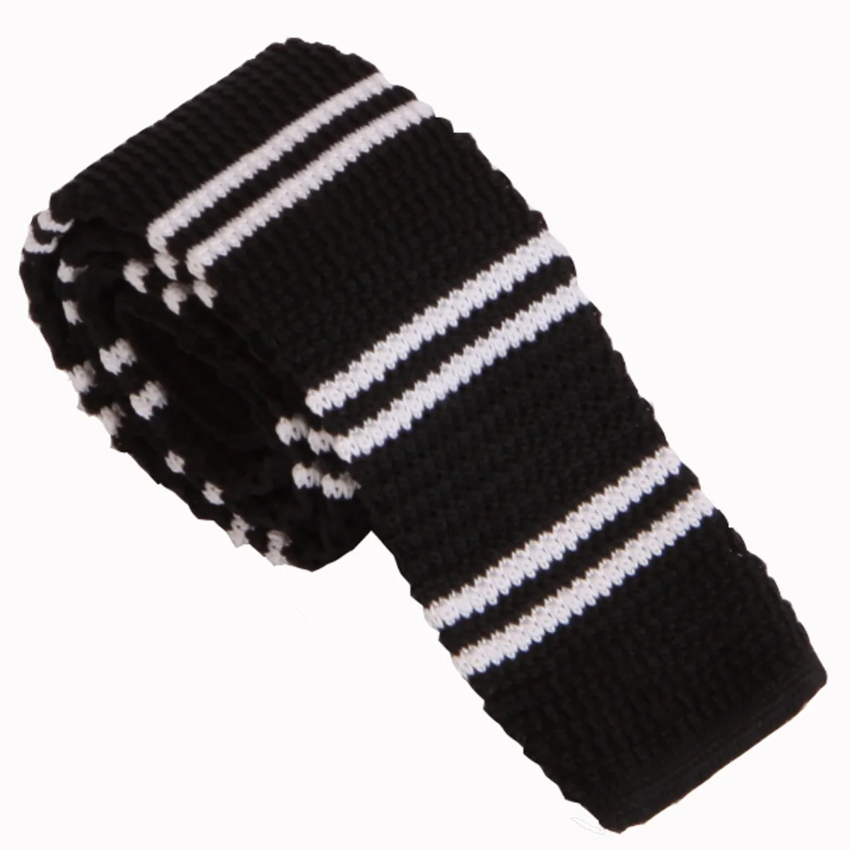 sort m. hvid strikket slips